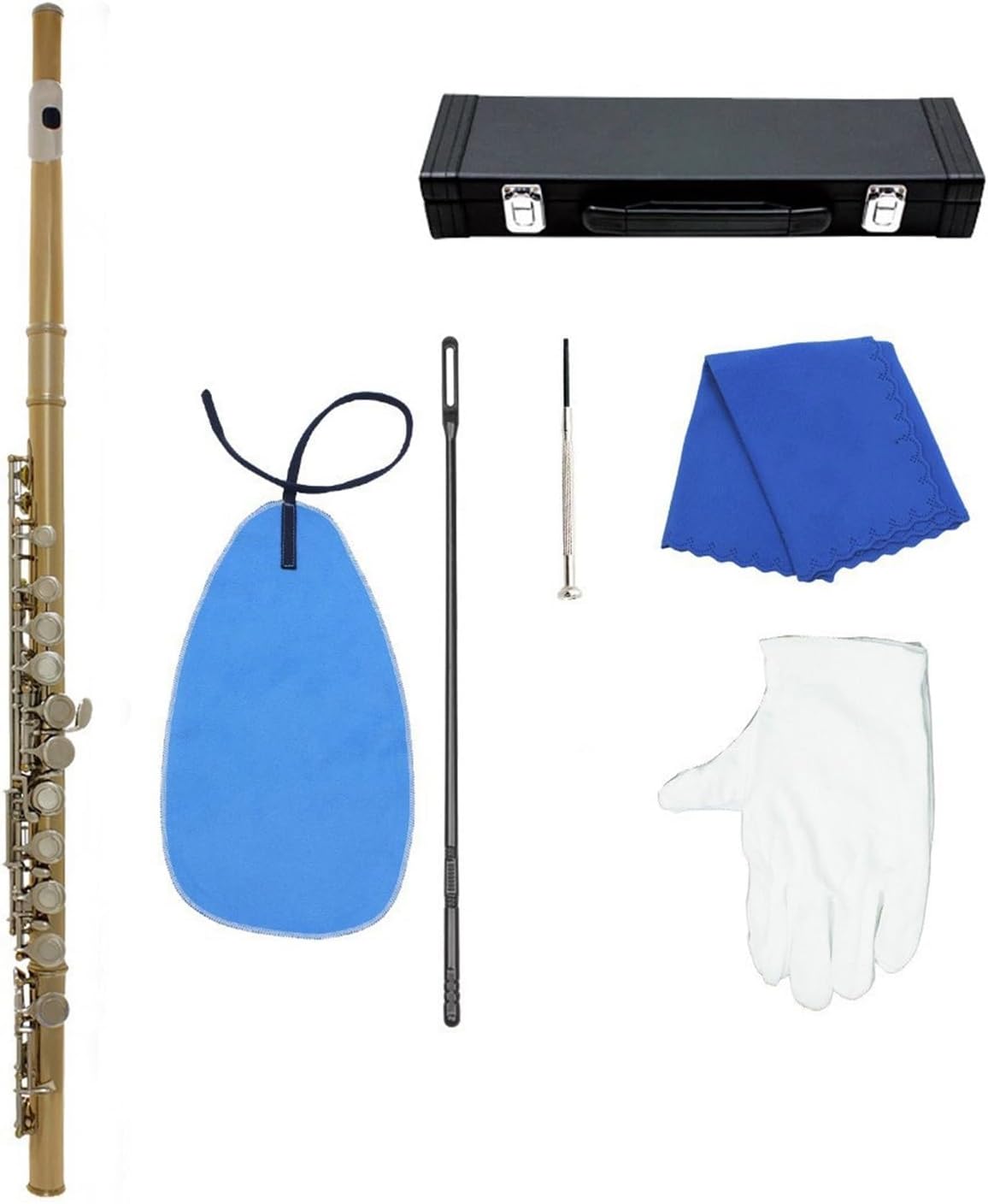 16 Hole Flute C Color E Key Beginner Professional Playing Woodwind Instrument(Gold Silver Key)