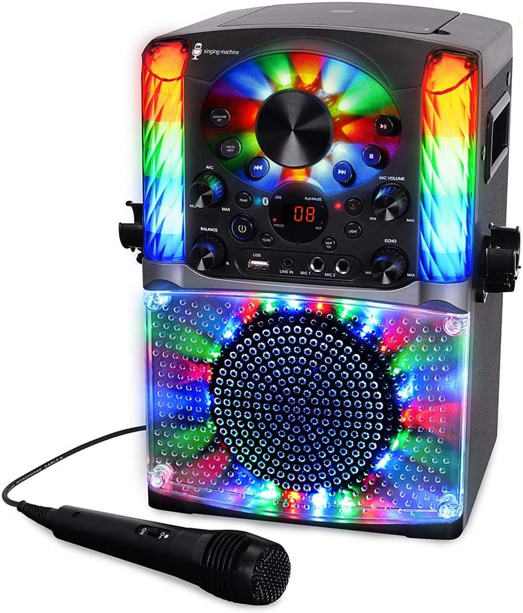 Singing Machine SML625BTBKD Karaoke Machine, Portable Bluetooth CD+G Karaoke System, Black
