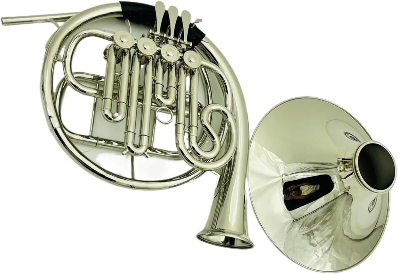Brass French Horn Silver Professional French Horn Double Row 4-key B/F Nickel Plated Musical Instrument With Mouthpiece