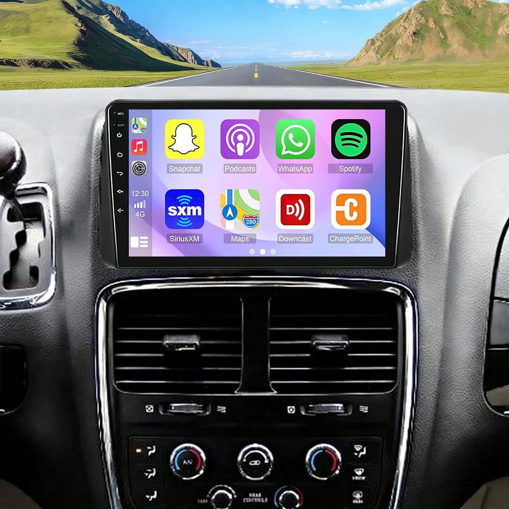 4+64G Android 15 Car Stereo for Grand Caravan 2011 2012 2013 2014 2015 2016 2017 2018 2019 2020 Radio Wireless Carplay Android Auto, 9IN IPS Touch Screen 5G WiFi/GPS Navi/FM RDS/EQ/Audio/Camera/MIC