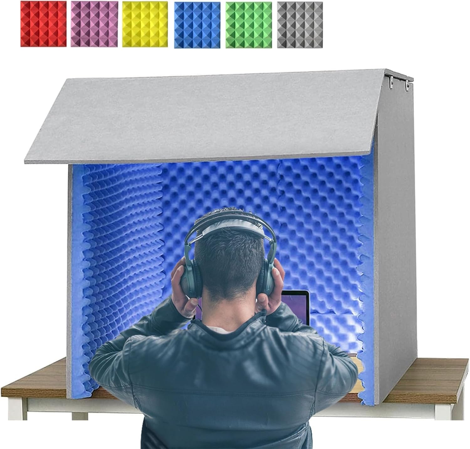 Portable Recording Studio, Microphone Desktop Soundproof Cover, Sound Absorbing Cover, for Studio Singing Broadcast (Blue)