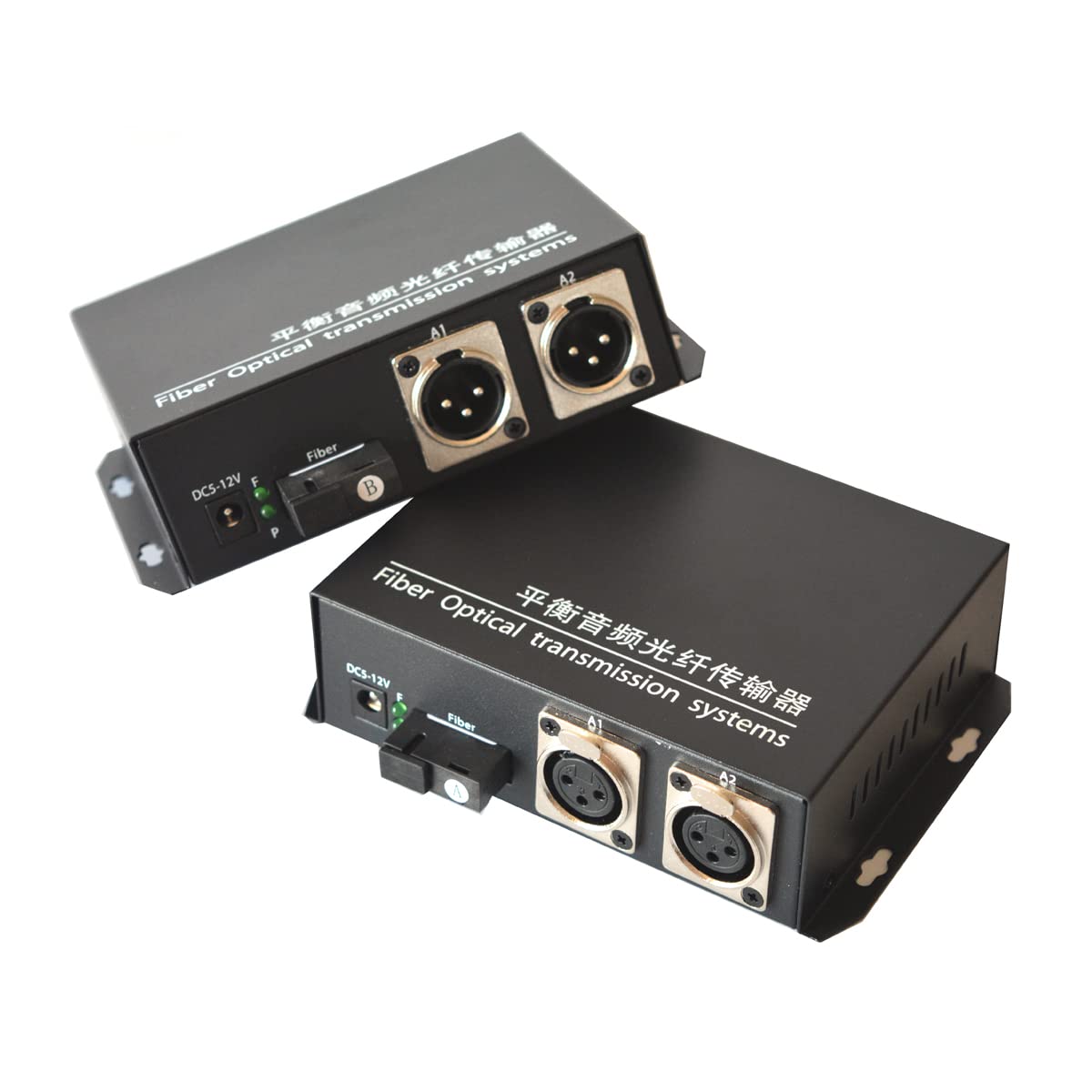 2 x XLR 3PIN Balanced Audio Over Fiber Optic Extenders | Optical SC, Single Mode 20Km(12.4mi) and Multimode 500m (0.31Mi) | Broadcast Quality | 1 TX and 1 RX Kit