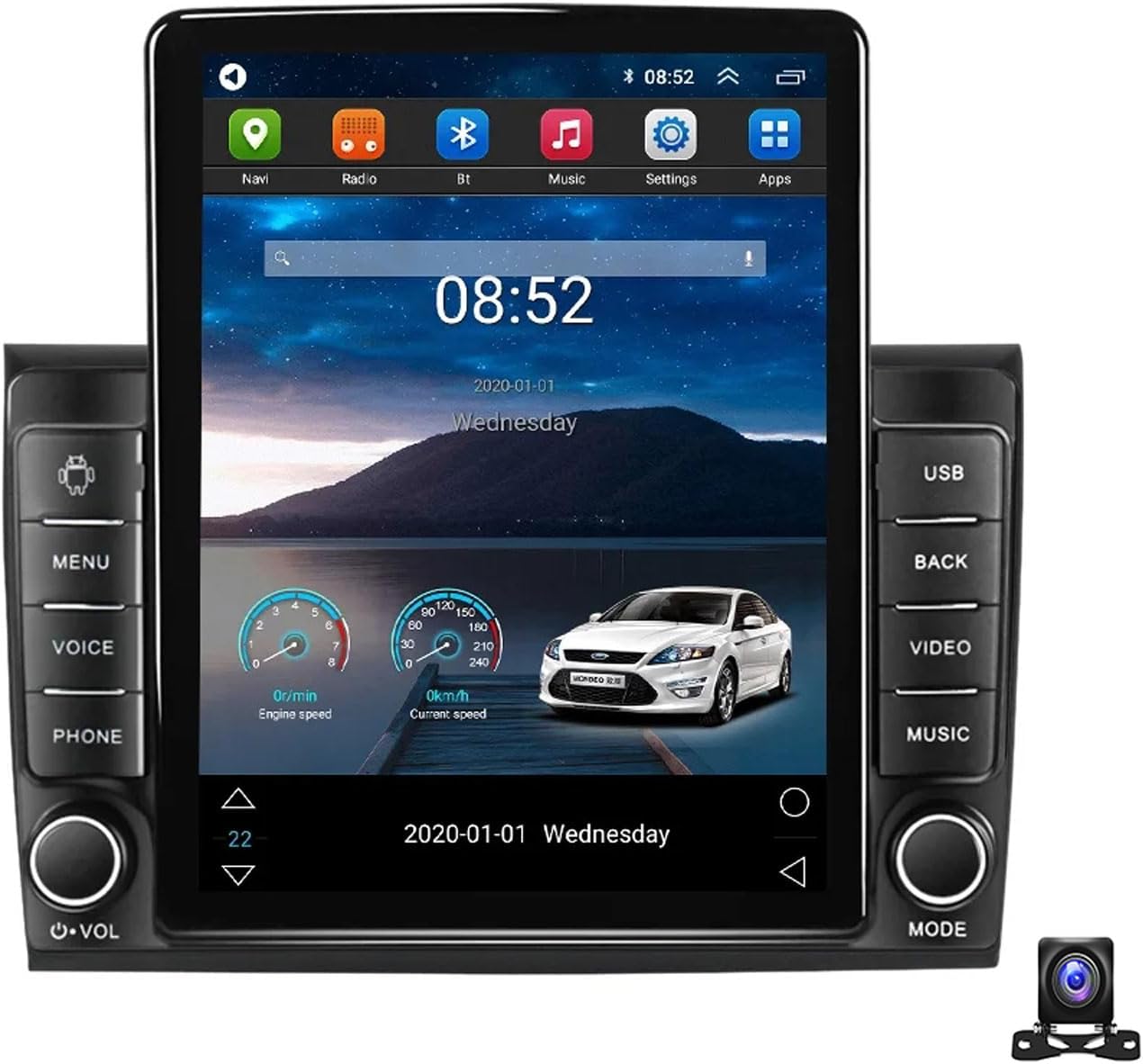 Double Din Car Stereo Multimedia Radio Compatible with Fiat Bravo 2007~2012 9.7 Inch Touchscreen with Navigation MP5 Player, Car-Play Android Auto DSP RDS FM Car Radio,TS800