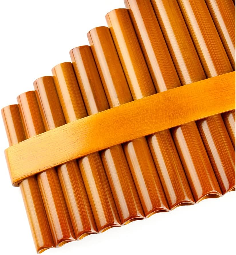 15 pipes G Key Pan Flute light Brown Folk Woodwind Instruments Kids Pan Pipes Including Tunning Sticks Pipes inner clearning Stick cloth and pu leather bag (Right Hand)