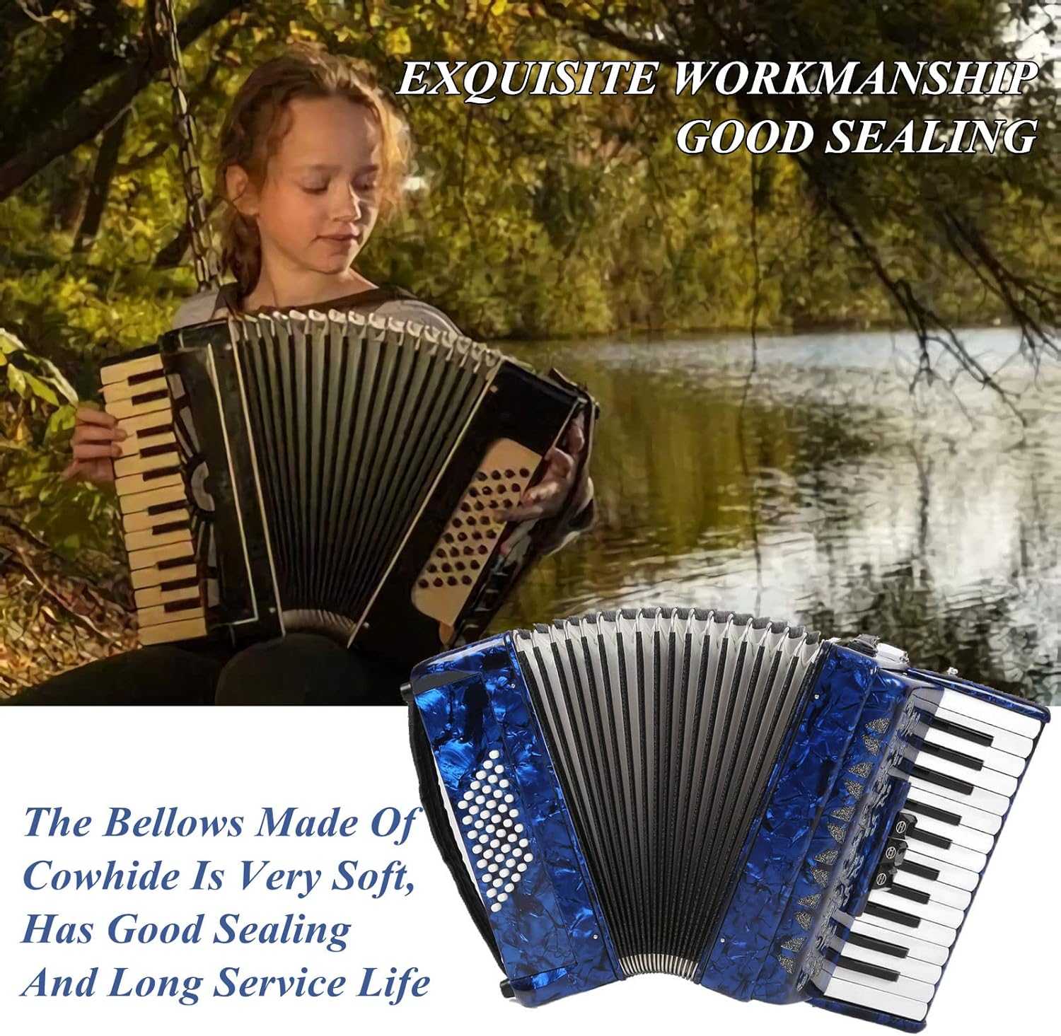 Kids Accordion Toy Accordian, 26 Key 48 Bass Celluloid Kids Accordion Instrument Toys Educational Musical Instrument Toys, Mini Musical Instruments Kids