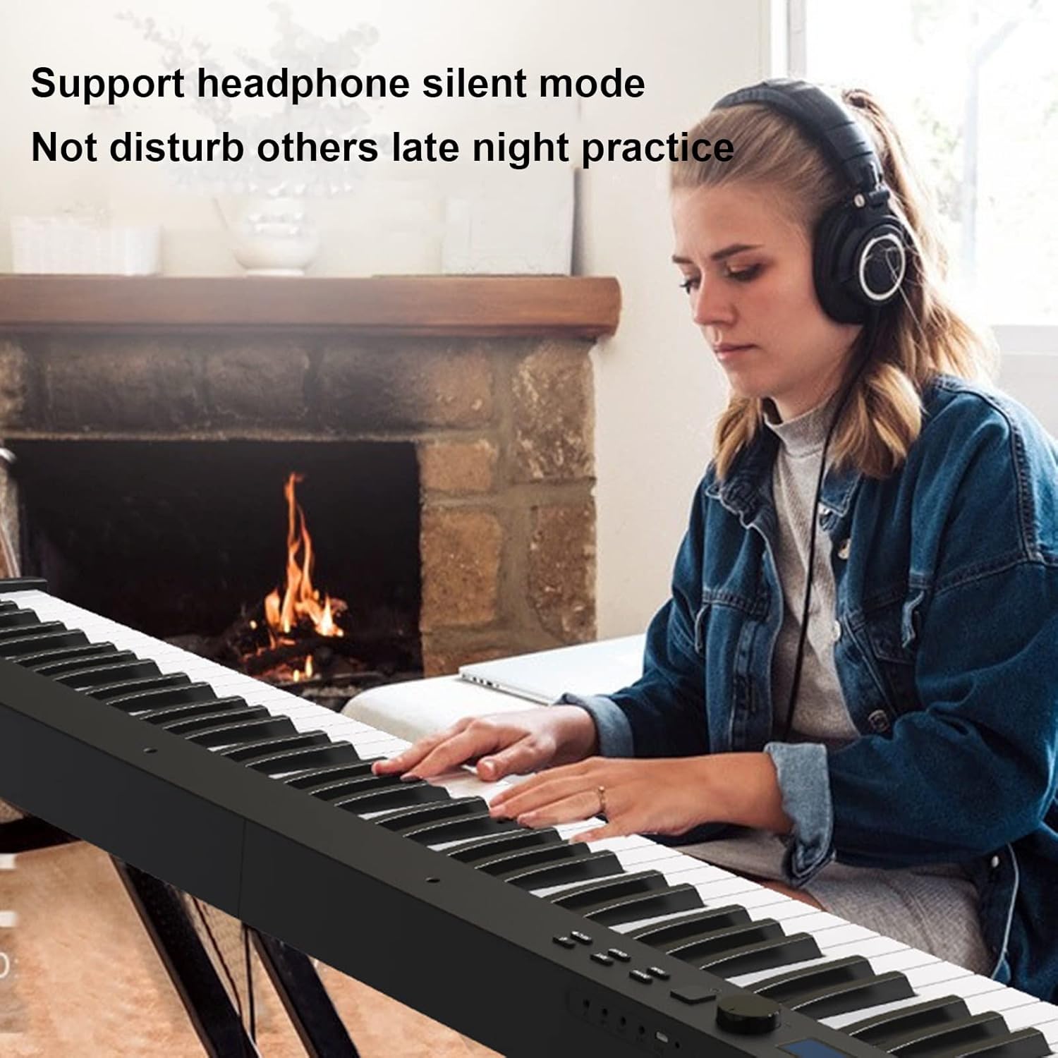 88 Keys Foldable Keyboard Piano Digital Piano With Rechargeable Battery Professional Electric Piano 12h Running Time, Including Sustain Pedal for Beginners