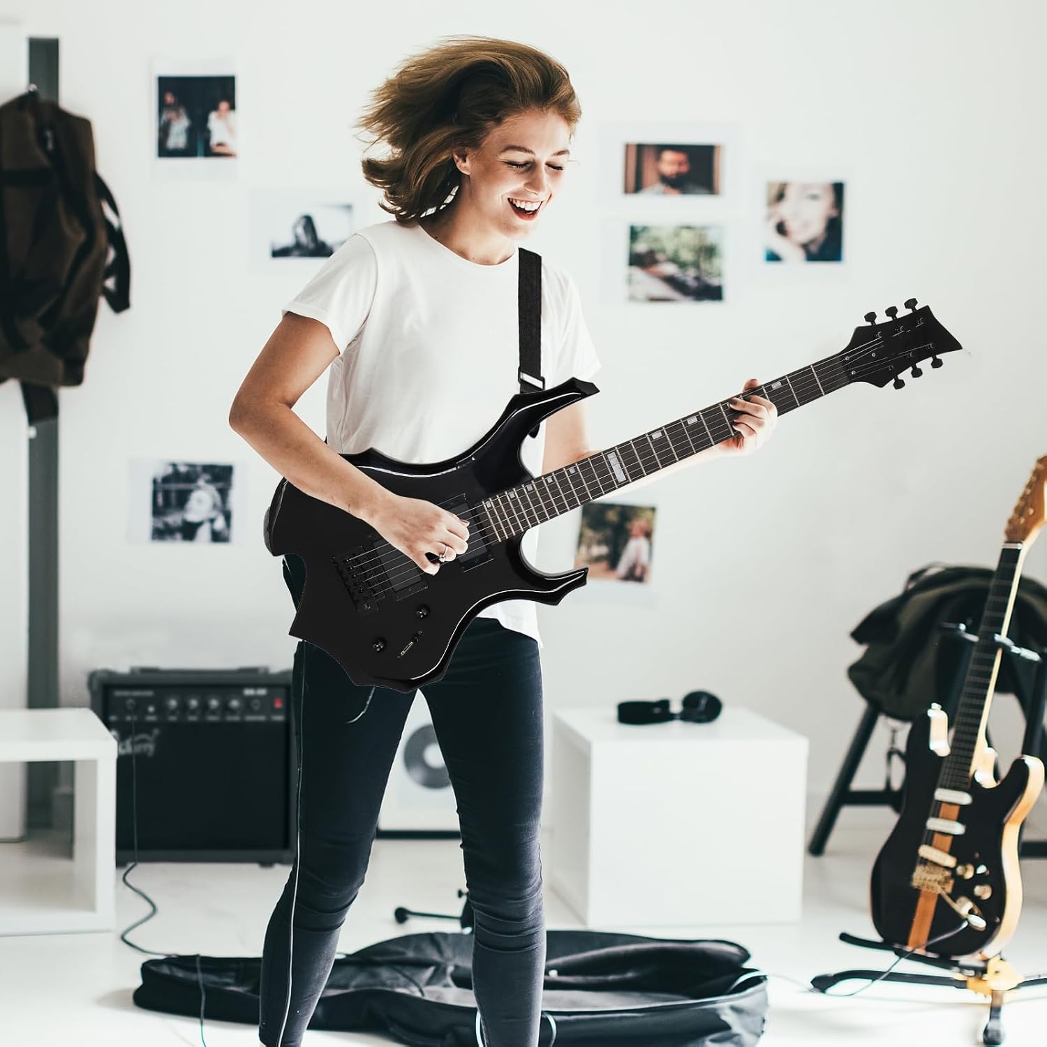 Ktaxon Flame Design Electric Guitar, 36-inch Beginner Electric Guitar Kit with 20 Watt AMP, Tremolo Bar, Portable Bag, Shoulder Strap, Cable & Wrench Tool (Black)