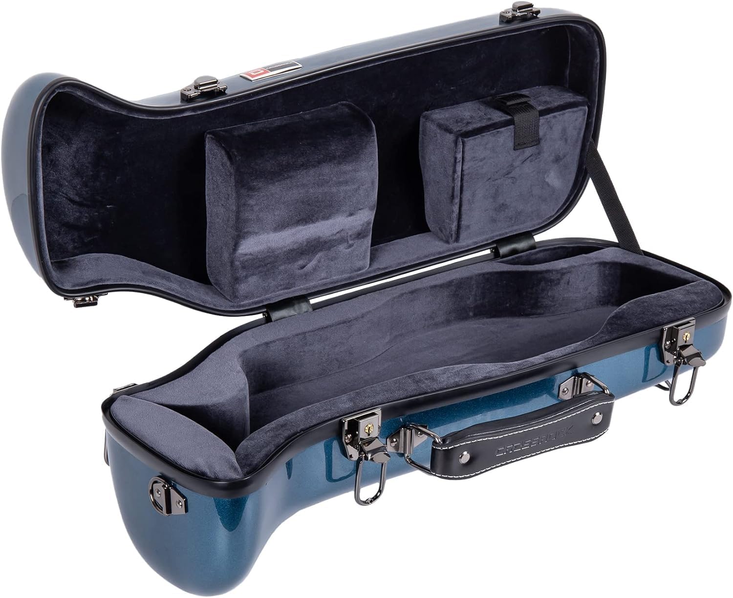 Crossrock Trumpet Case- Fiberglass Hardshell with Backpack Straps in Blue