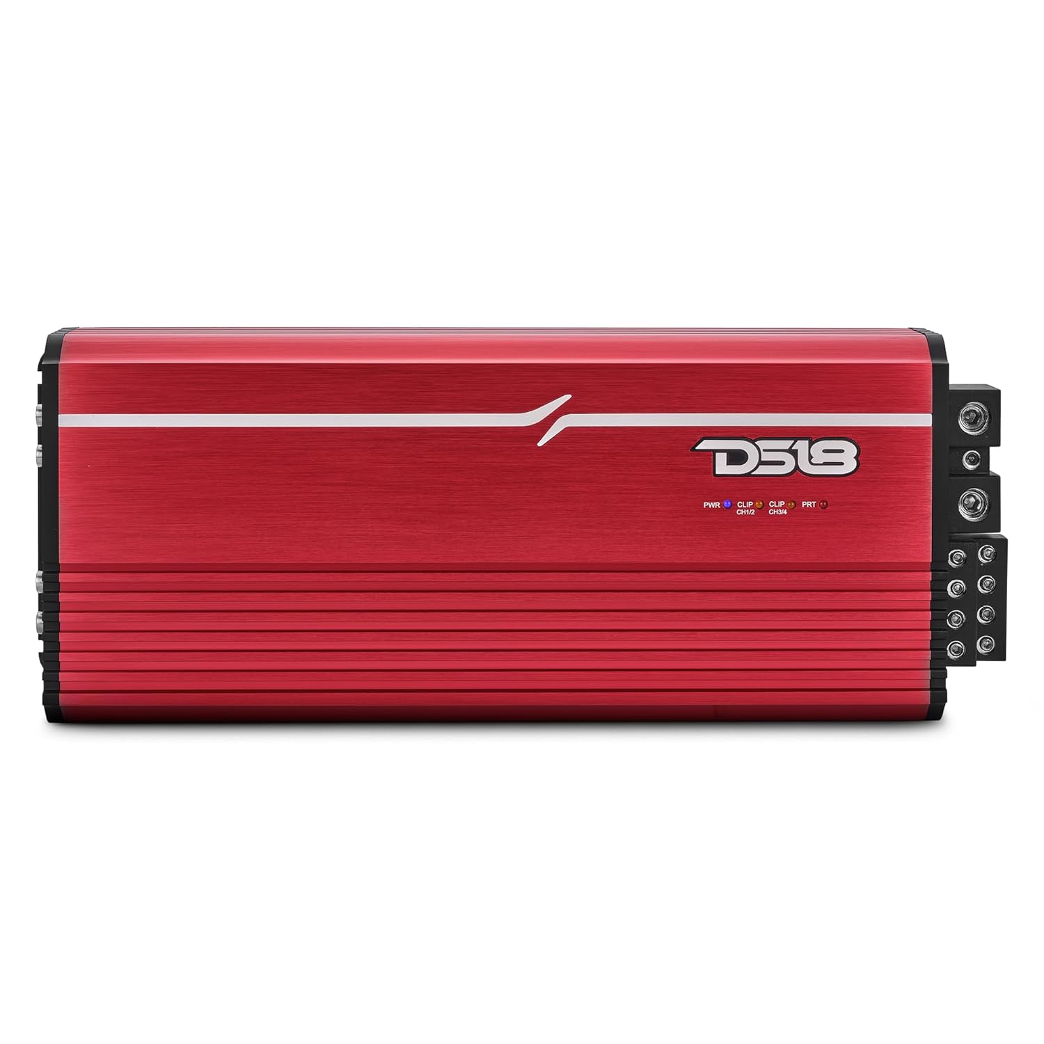 DS18 FRP-4K4/RD Compact 4-Channel Full-Range Class-D Amplifier | 4000W RMS | 1-Ohm Stable | Smart Cooling | 0GA Terminals | HPF/LPF Crossover | High Efficiency Digital Car Audio Amp