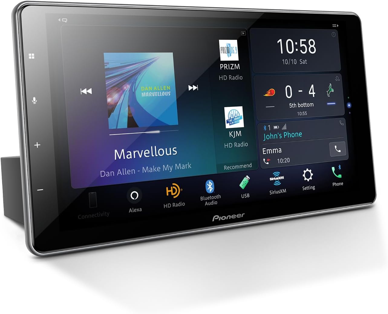 Pioneer DMH-WT7600NEX Digital Multimedia Receiver with Wireless Apple CarPlay and Android Auto, 9” Capacitive Floating Screen, Single-DIN, Built-in Bluetooth, WiFi and Amazon Alexa