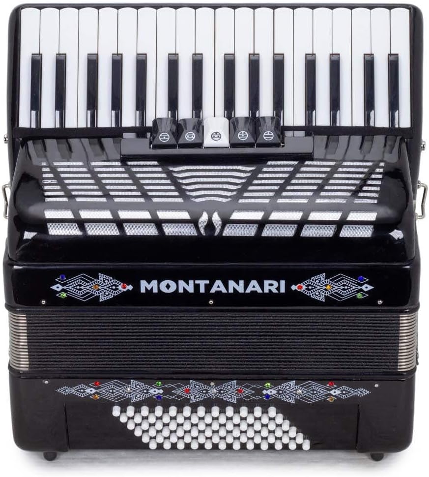 Montanari Piano Accordion 5 switches 72 bass 34 Keys 5 switches Black