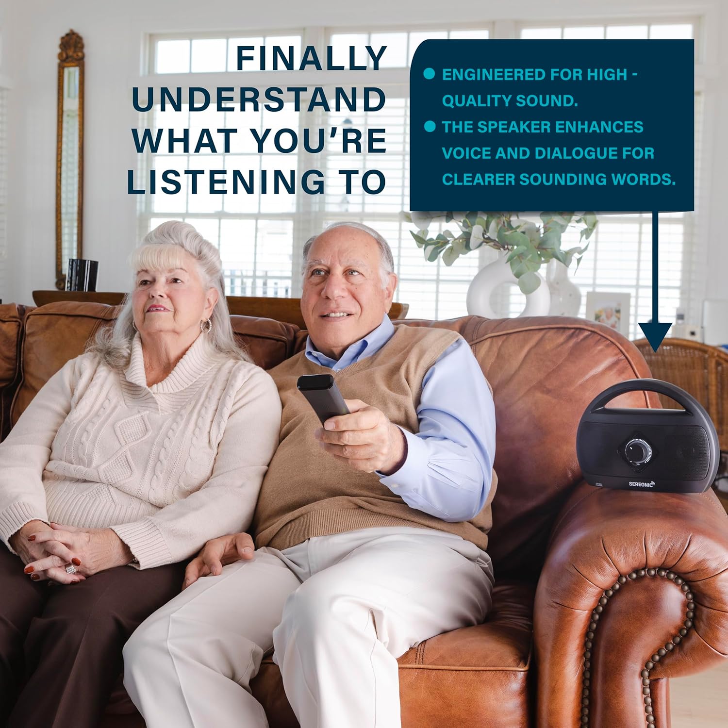 Portable Wireless TV Speakers - Ideal for TV Watching Without The Blaring Volume - Wireless Speakers Designed for Hard of Hearing, Elderly, and Seniors