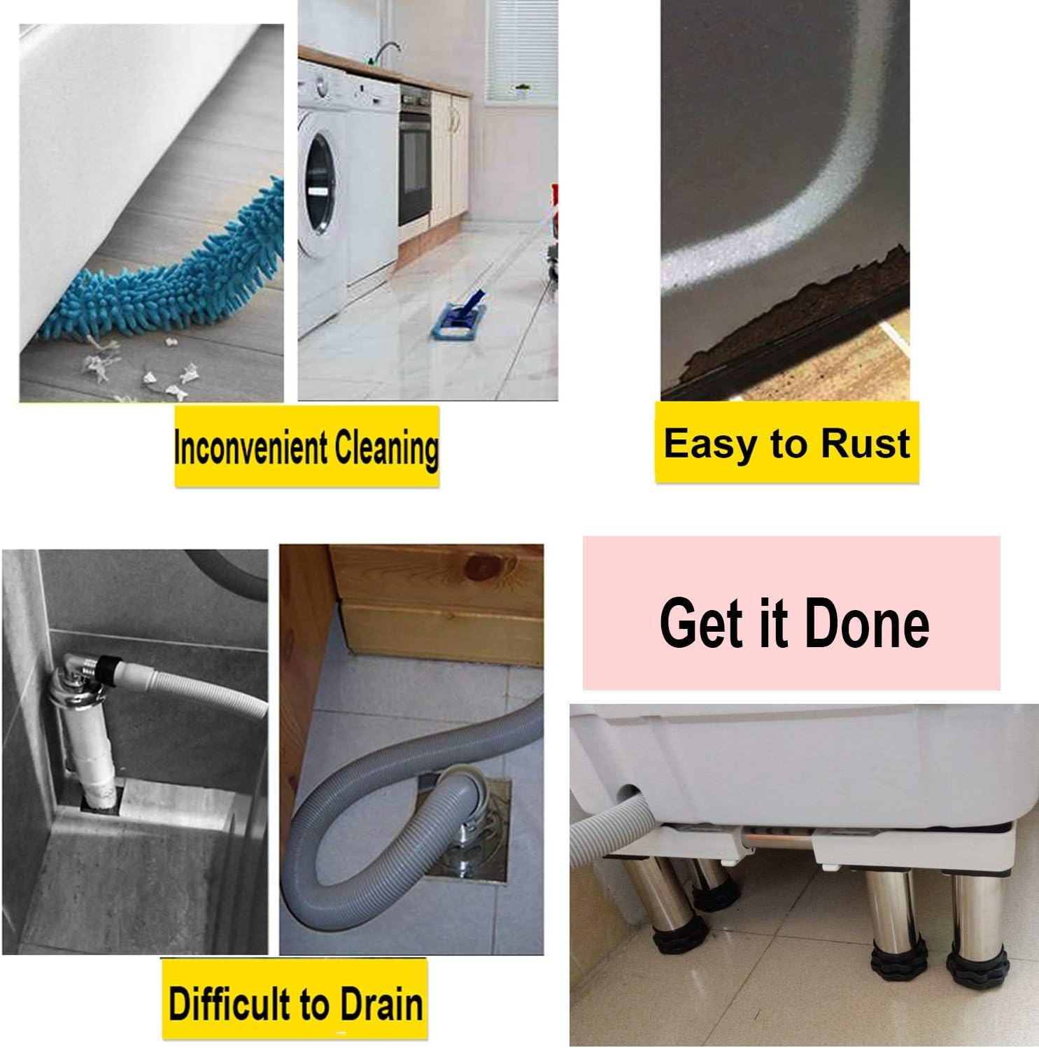 Universal Washing Machine Stand Refrigerator Stand Base Multi-Functional Furniture Drum Adjustable Stent 4/8/12 Feet Telescopic Freezer Floor Trays for Air Conditioner Dryer