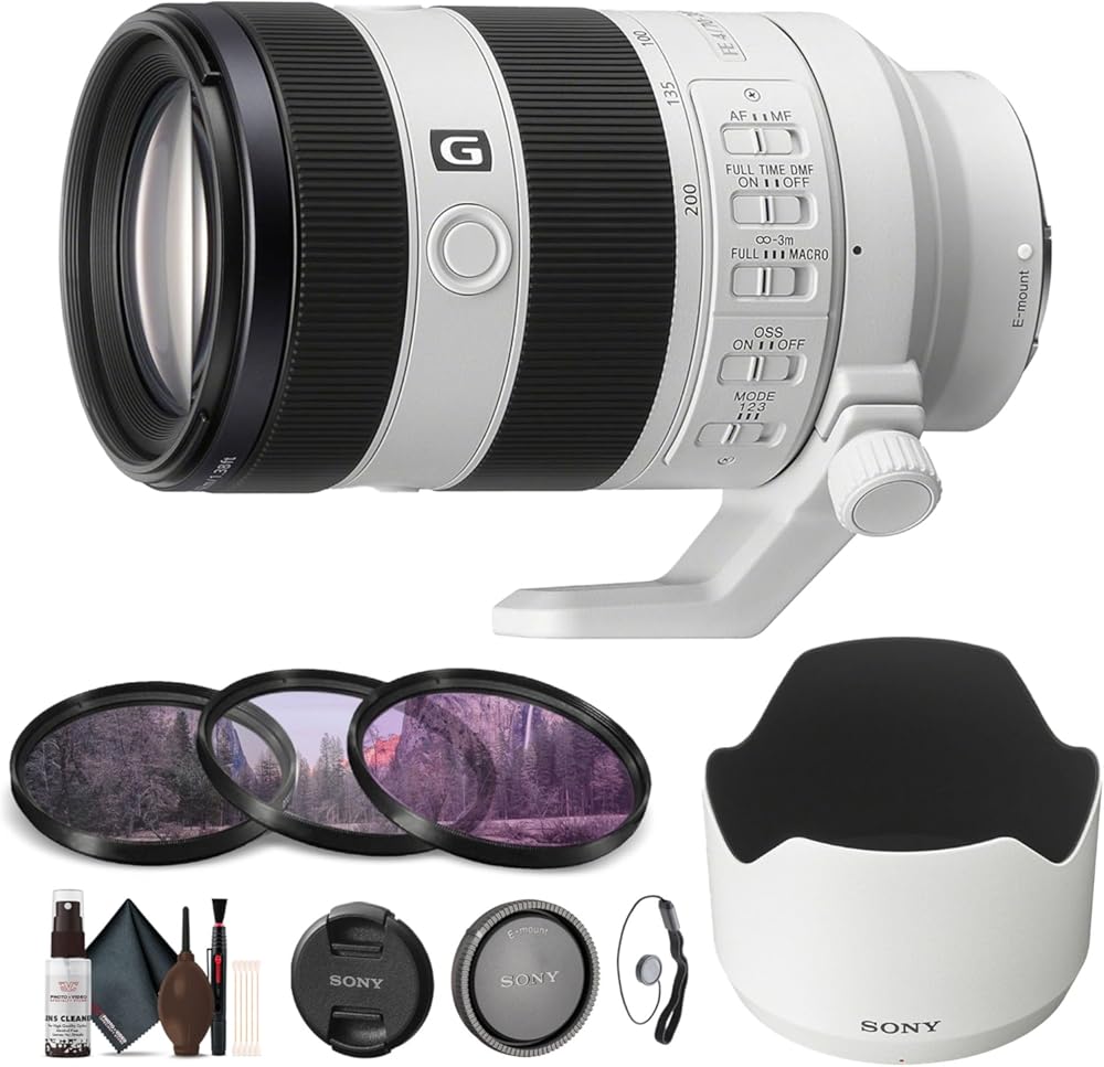 Sony FE 70-200mm f/4 Macro G OSS II Full-Frame Compact Telephoto Zoom Lens E Mount (SEL70200G2) + Filter Kit + Cap Keeper + Cleaning Kit