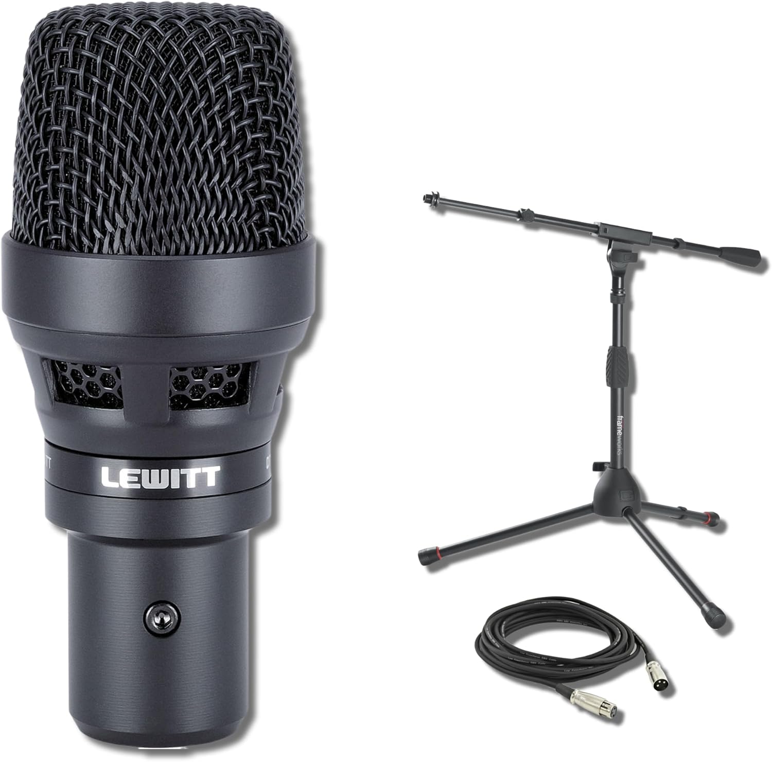 Lewitt DTP-340-TT Dynamic Instrument Microphone with GFW-MIC-2621 Tripod Style Mic Stand and XLR Cable