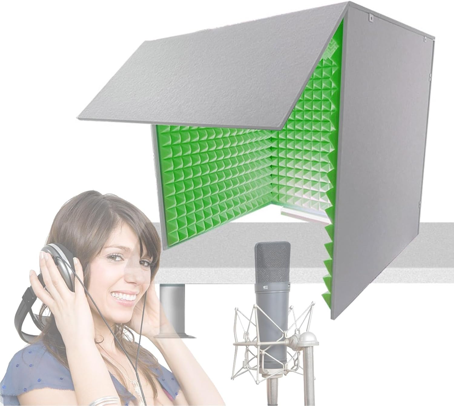 Portable Recording Studio, Desktop Soundproofing Enclosure, DIY Isolation Booth for Microphones (Green)