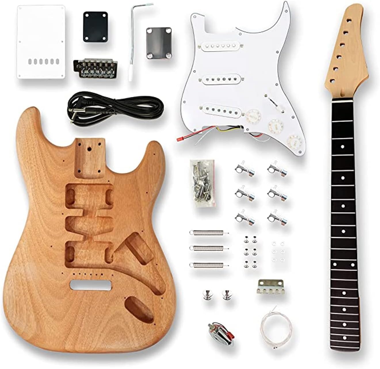 DIY Electric Guitar Kit Solid Mahogany Body Rosewood Fingerboard DIY Electric Guitar Musical Instrument Set