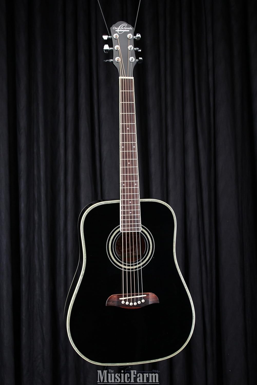Oscar Schmidt OG1B 3/4 Size Dreadnought Acoustic Guitar (High Gloss Black)