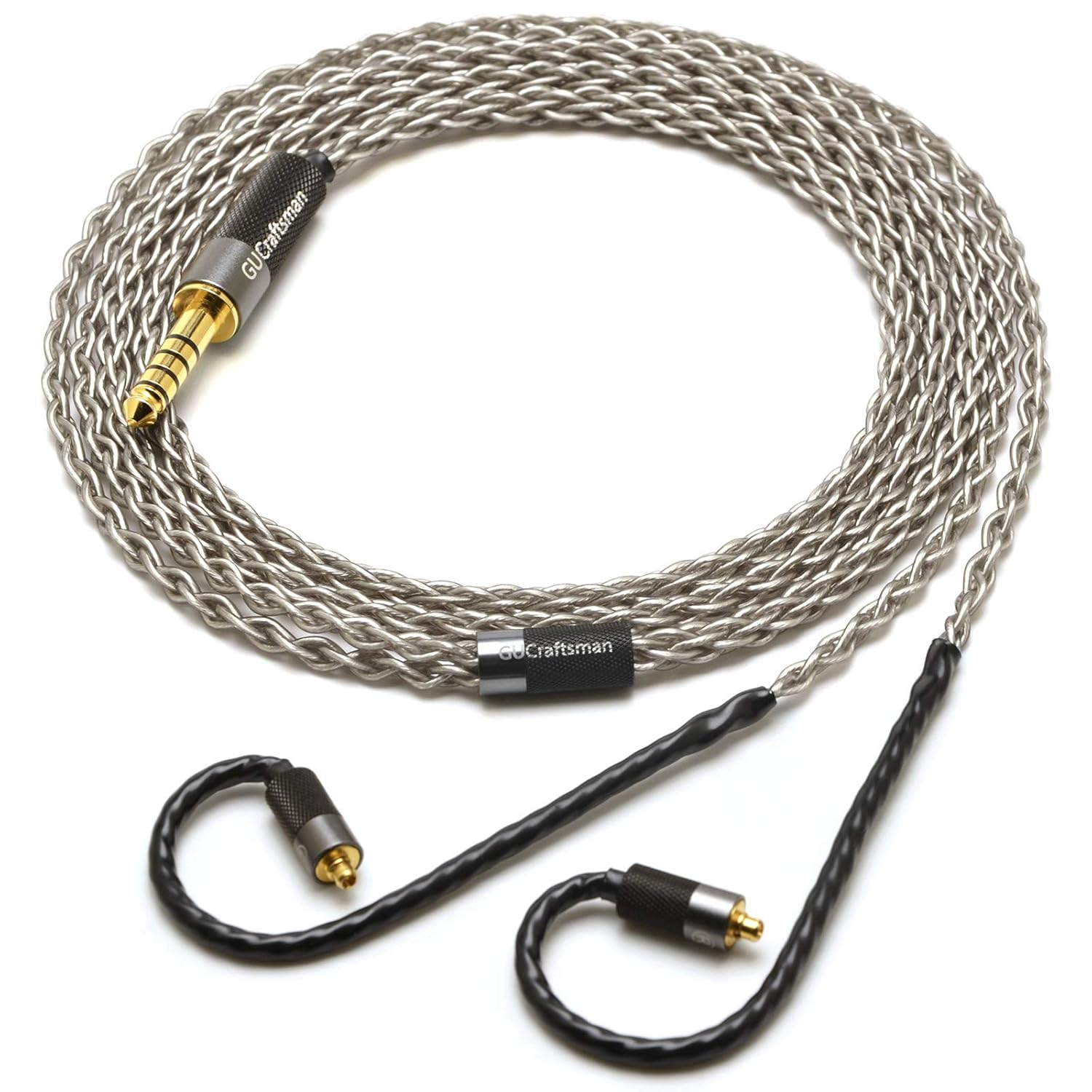 MMCX 6N Single Crystal Silver 2.5mm/4.4mm Balance Earphone Upgrade Cable for SHURE SE846 SE535 Xelento Remote t8ie t9ie UE900S IT04 DK4001 W60 Andromeda Vega JVC FW001 FW002 (L-3.5mm Plug)