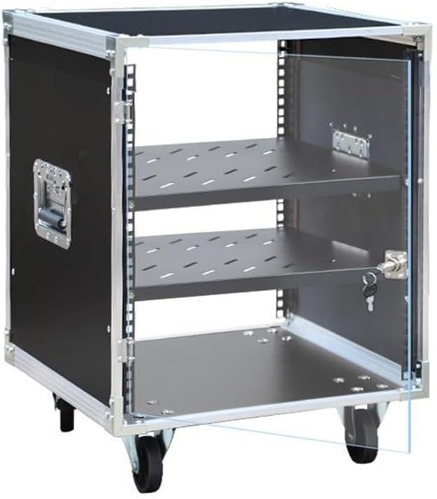 Audio Rack Cabinet for Recording Room, Floor AV Media Stand for Stereo Components, Studio Rack with Doors and Wheels, Equipment Storage Rack for Home Theater and Music Setup(60cm/23.6in)