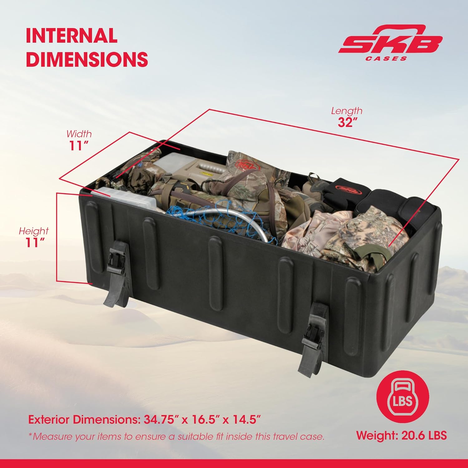 SKB 1SKB-DH3315W Durable Plastic Mid Sized Drum Hardware Case with Convenient Pull Out Handle, Heavy Duty Nylon Web Strap, and Built In Roller Wheels