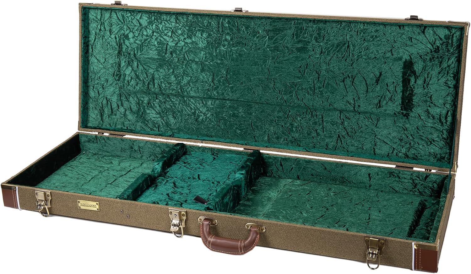 Crossrock Vintage style wood case fits Precision Bass Style Guitars-Green(CRW700BGN)
