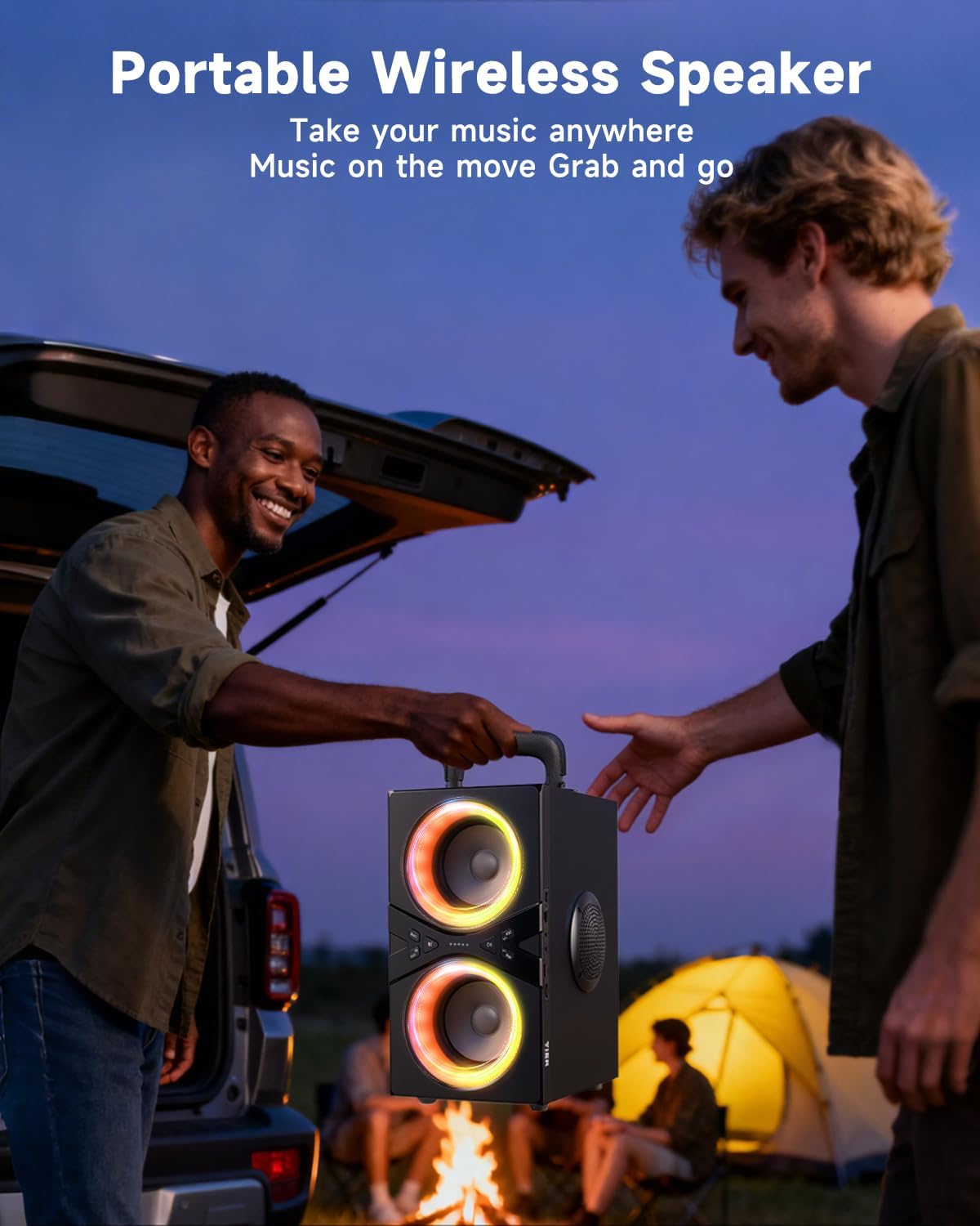 Party Bluetooth Speaker:80W Peak Large Stero Sound for Outdoor,Deep Bass,TWS,Loud with Lights,Portabe Wireless Big Speakers with Long Playtime,House,Projector,Movie