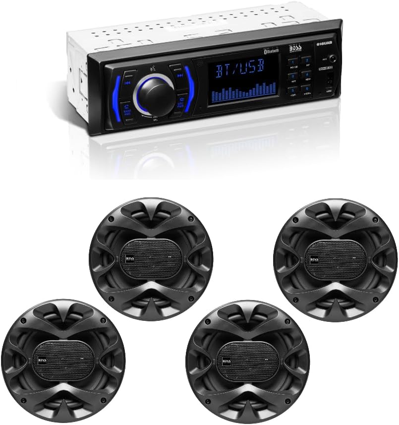 BOSS Audio Systems 616UAB Bluetooth Radio + 4X CH6530B Car Speakers