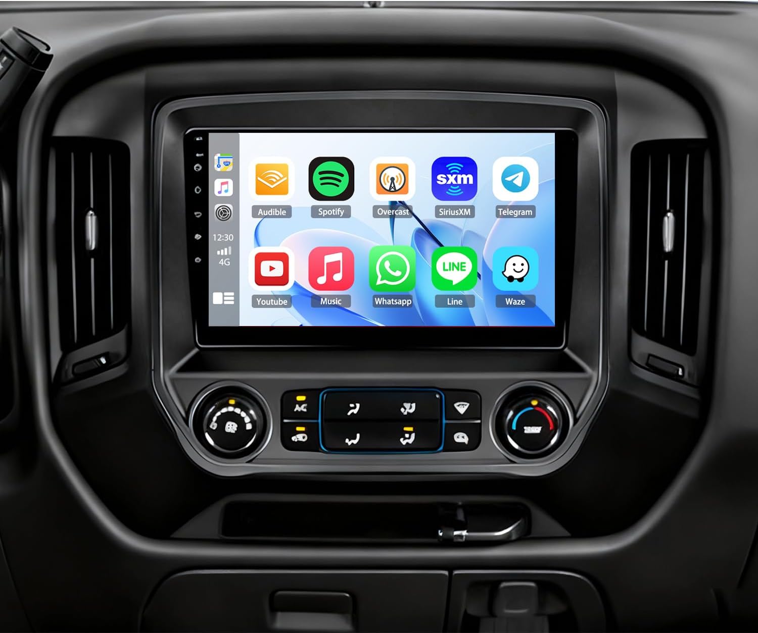 Car Stereo Radio for Chevrolet Silverado & GMC Sierra 2014 2015 2016 2017 2018,Double Din 2G+64G with Wireless CarPlay Android Auto,10 inch Touchscreen GPS Head Unit WiFi BT FM Backup Camera