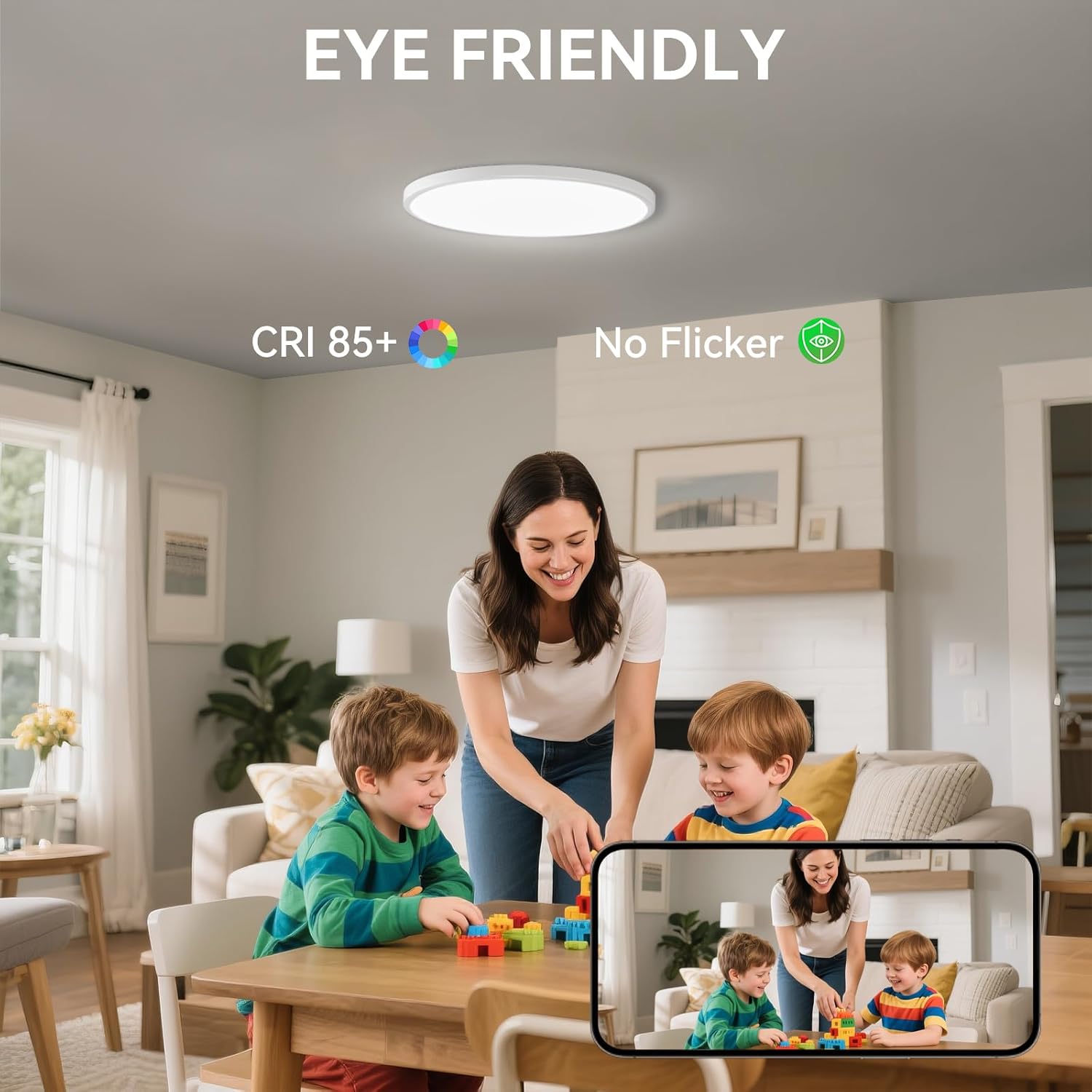 12 Pack 12 Inch Dimmable LED Flush Mount Ceiling Light Fixture 28W 3200LM 5 Color Temperature in One Super Slim Round Ceiling Lamp Low Profile Ceiling Lights for Living Bedroom Kitchen Laundry White