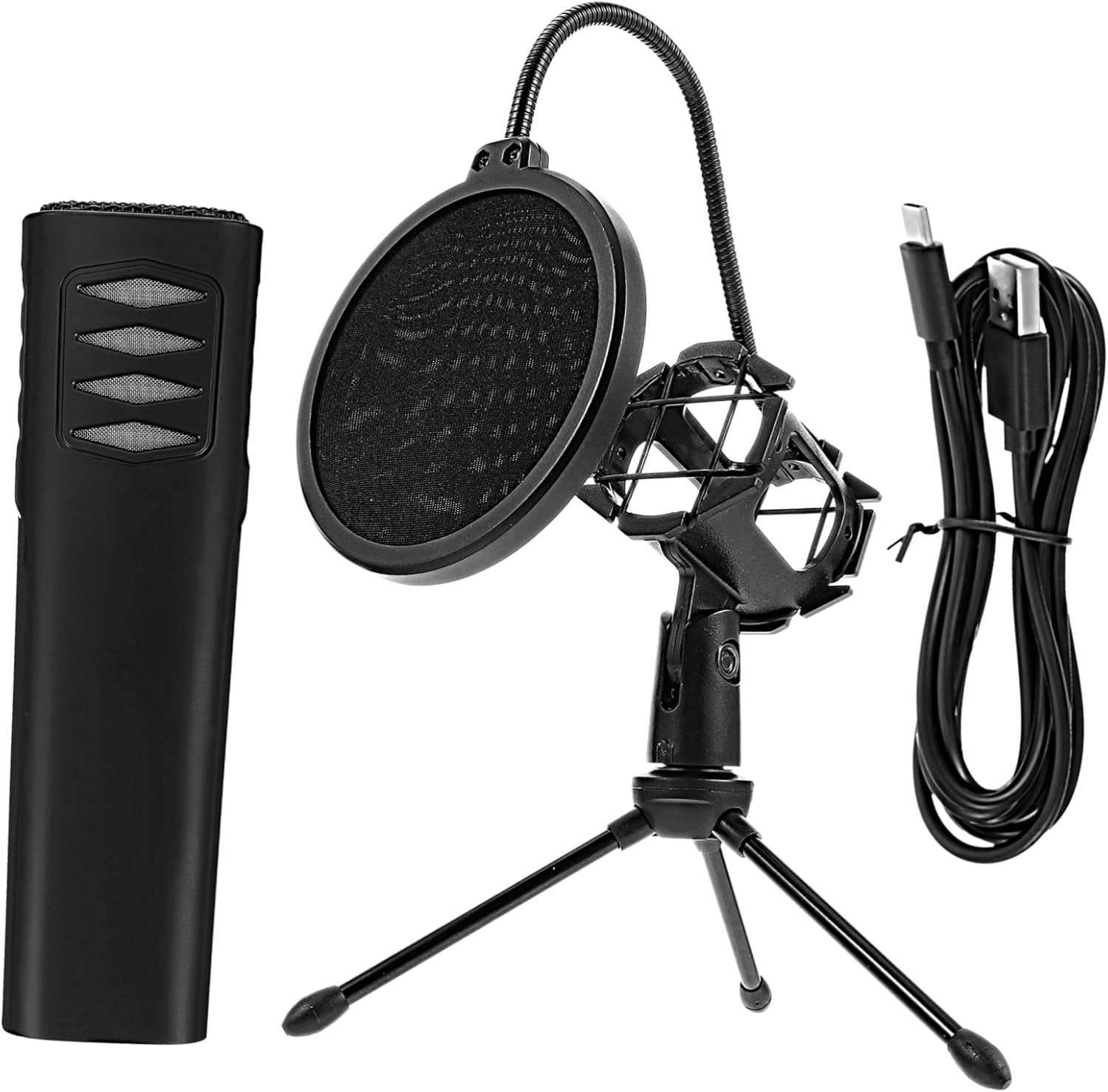 TiStm 1 Set Desktop Computer Gaming Notebook Video for Recording Phone Live Type-c with USB Capacitor Condenser Cardioid Kit Mic Singing Studio Stands (Color : Blackx3pcs, Size : 20X18X7.5CMx3pcs)