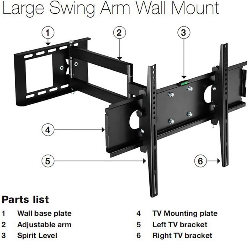 Tv Wall Bracket Tv Wall Mount Bracket Wall Bracket Thickened Type 26”- 55”TV Rack Universal Telescopic Rotation (Color : Black) (Black)