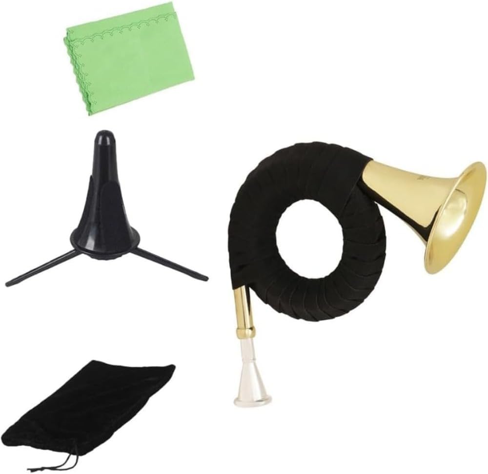 B Flat Hunting Horn Brass Instrument Polished Finish Small French Waldhorn Mellophone Style with Clear Tone Compact Design for Marching Band Stage Performance Outdoor Ceremony