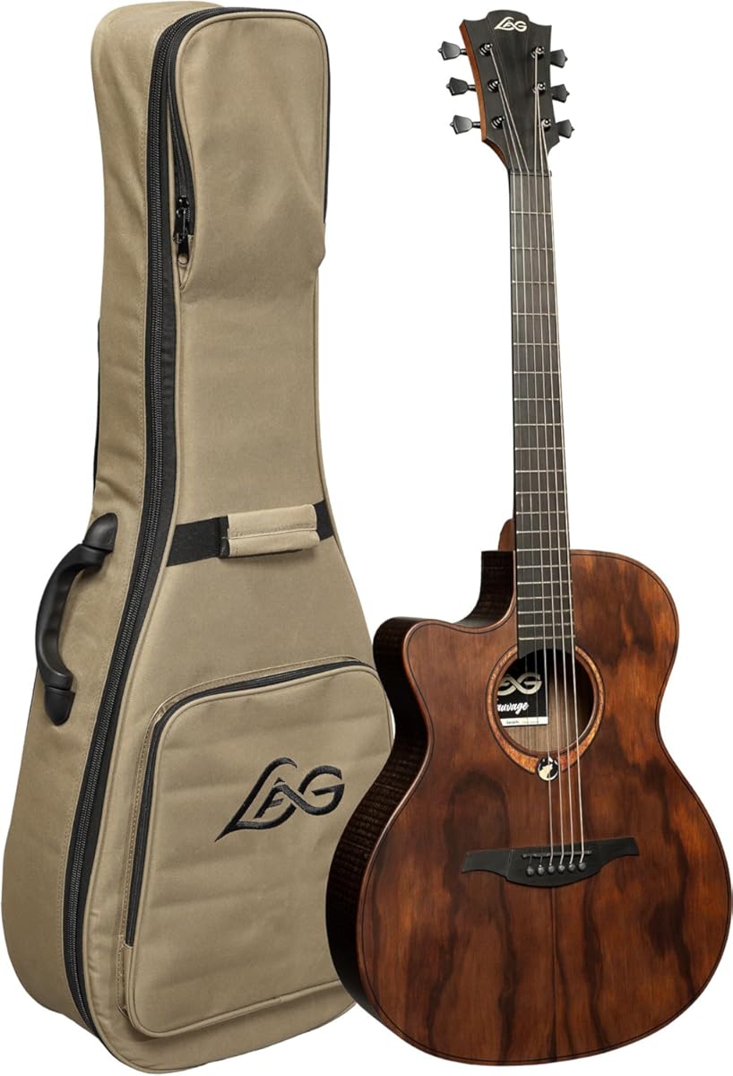 LAG GUITARS Sauvage Auditorium Cutaway Acoustic-Electric Left-Handed w/Hybrid Gigbag, Eco-friendly design