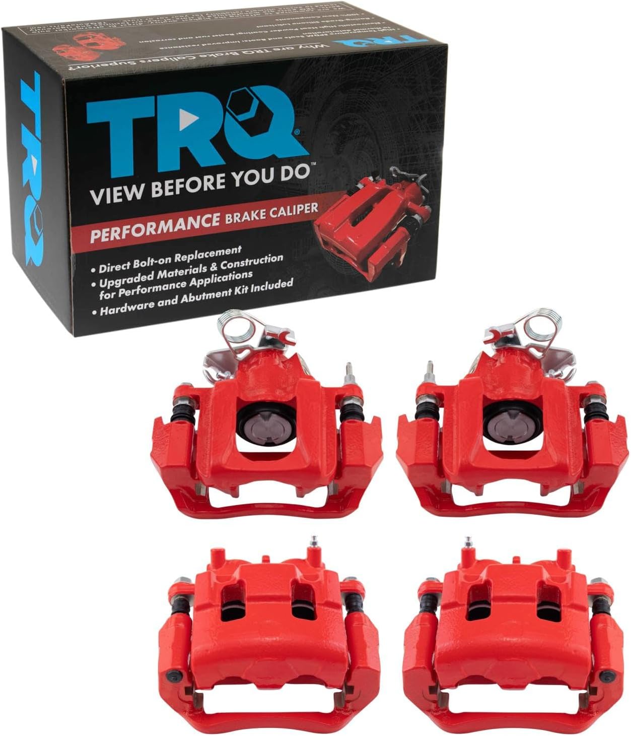 TRQ Front and Rear Brake Caliper Set Brackets Coated Compatible with 2011-2014 Ford Edge 2011-2015 Lincoln MKX