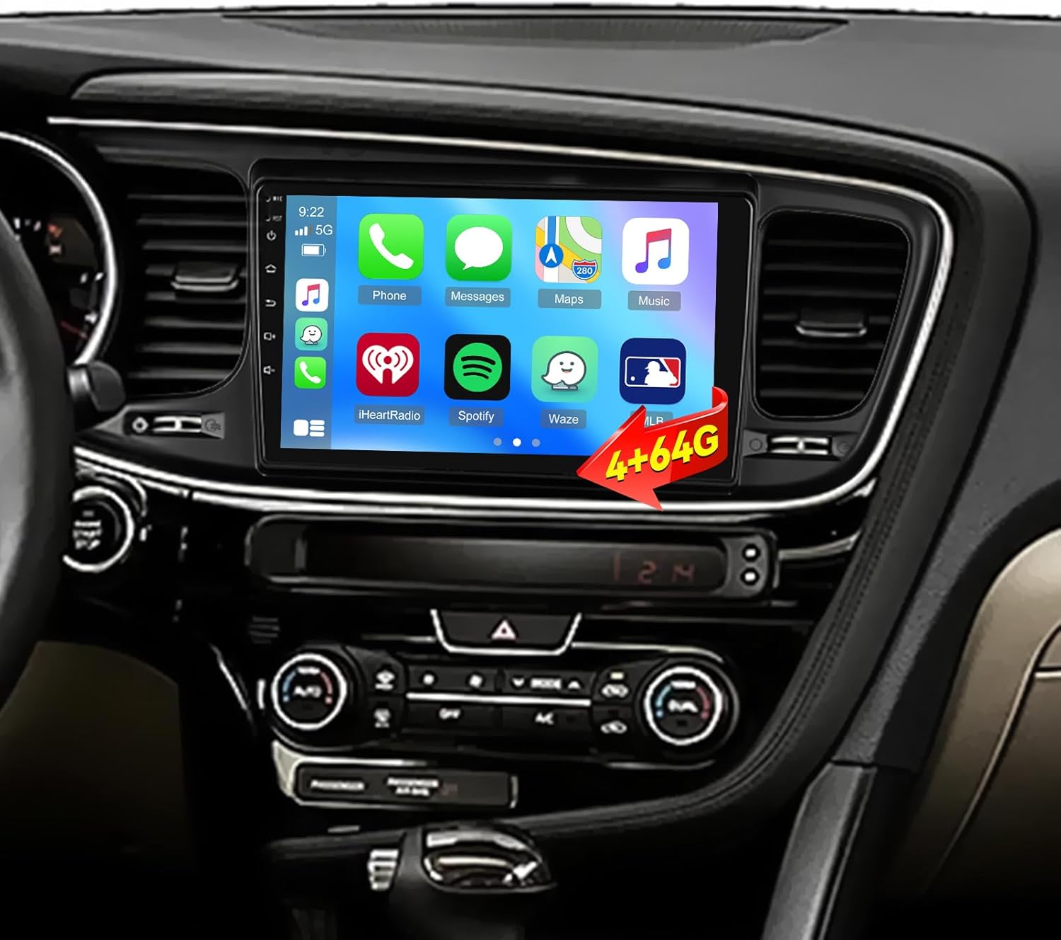 [4G+64G] Car Radio for Kia K5 Optima 2013 2014 2015, 9 inch Android Touch Screen Kia K5 Optima Stereo, 32 EQ Audio/1280 * 720 Screen/Carplay/Android Auto/SWC/Bluetooth/WiFi