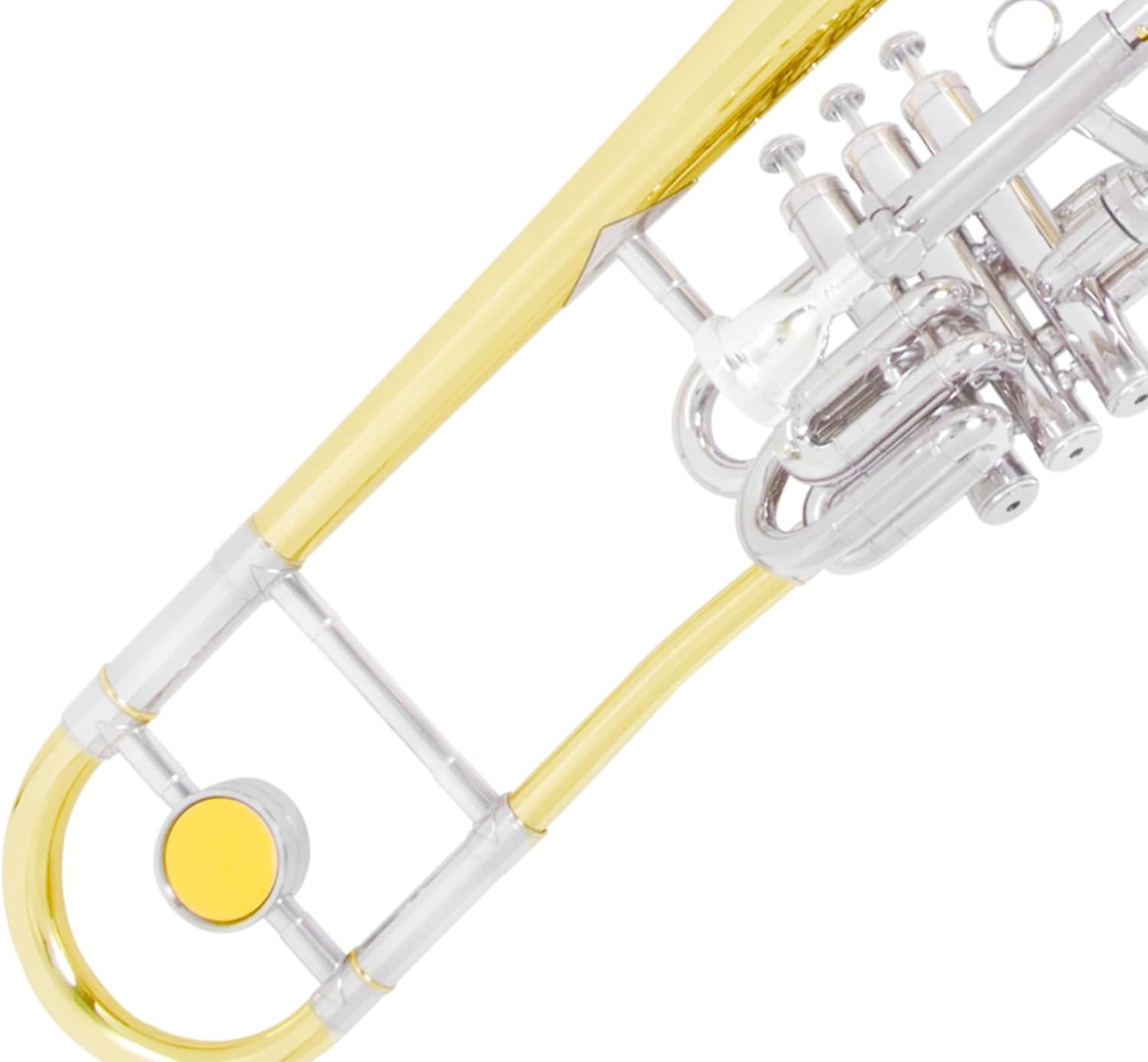 Cecilio Intermediate Bb Valve/Slide Trombone, Brass Trombone Instrument with Mouthpiece, White Gloves, Cleaning Kit, Golden