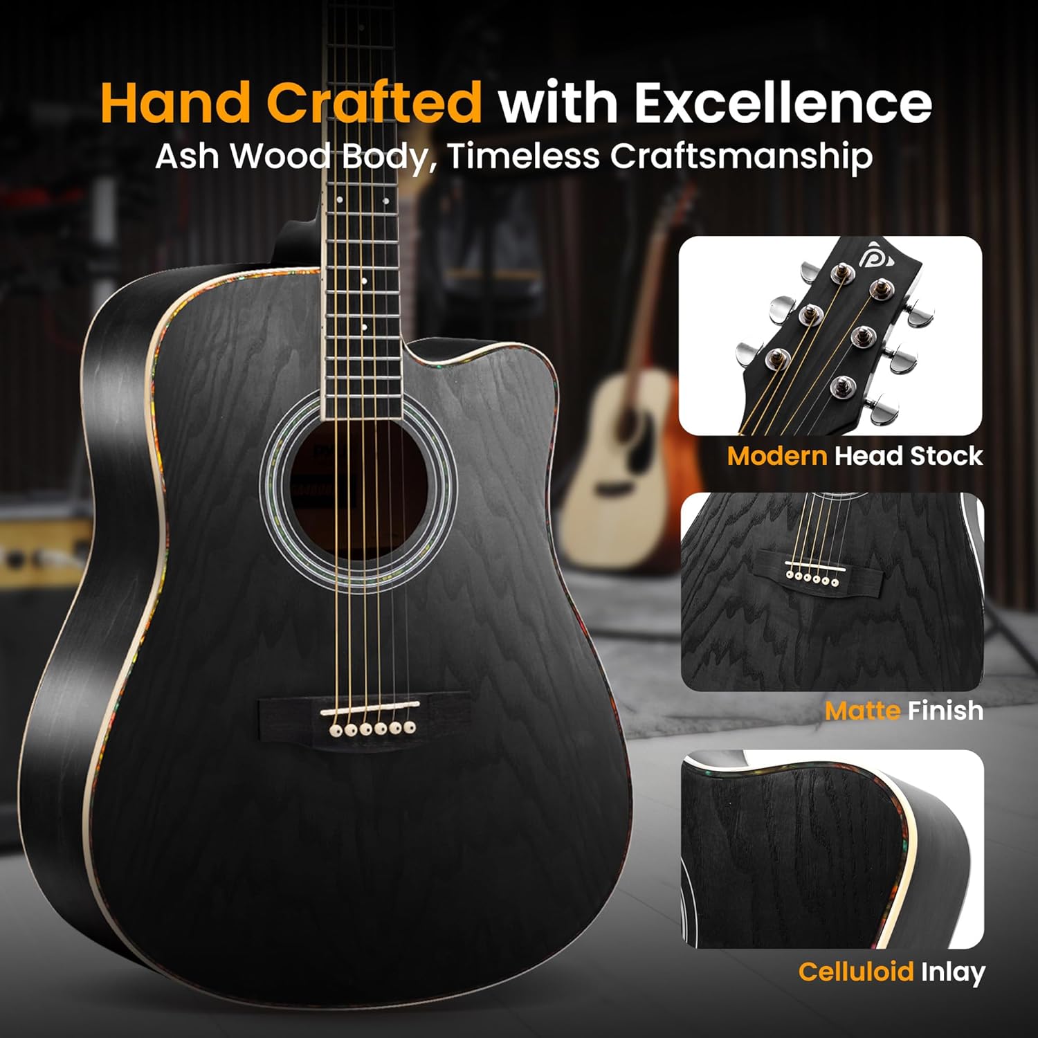 Pyle Steel String Acoustic Guitar Kit, 41