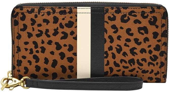 Fossil Women's Logan Leather RFID-Blocking Zip Around Clutch Wallet with Wristlet Strap for Women