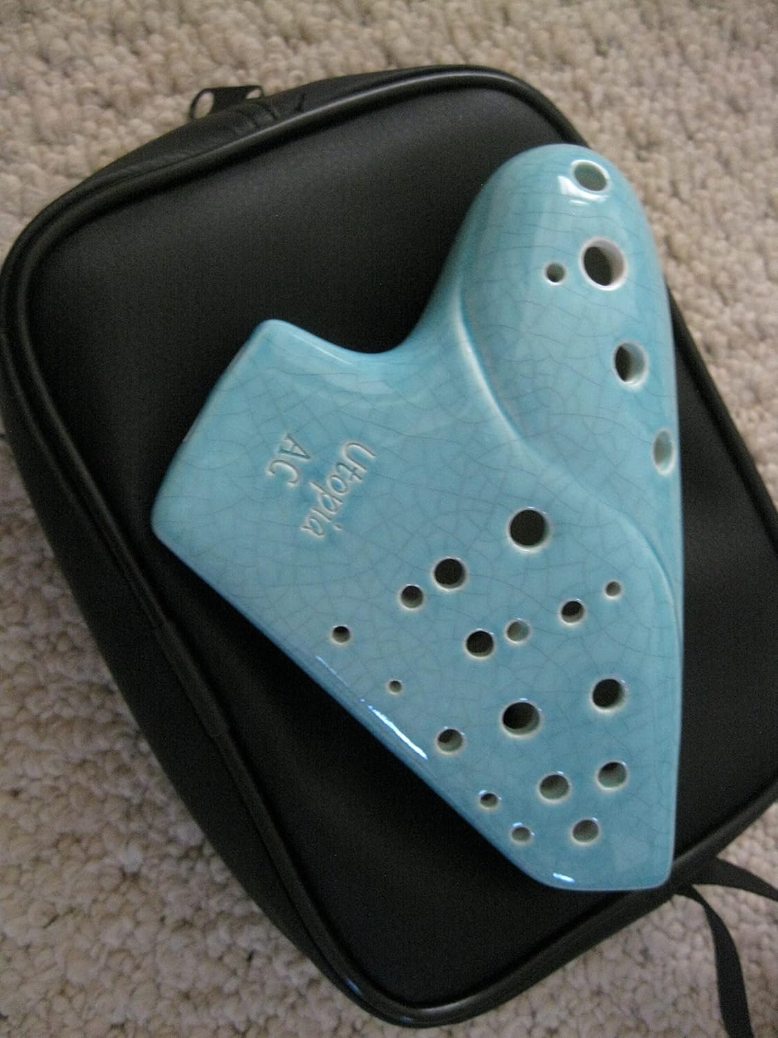 Utopia Ceramic Turquoise Blue Color/Pattern Alto C Key / 3 Octave Chromatic Range Ceramic Ocarina - High temperature Kiln Treated good Hardness Endurability