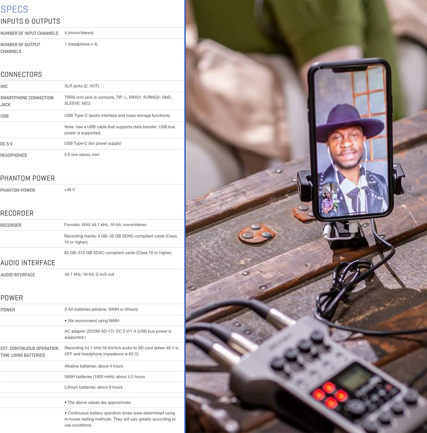 Zoom PodTrak P4 Portable Multitrack Podcast Recorder + 4X Zoom M-1 Mic + 4X Headphones + Windscreens + XLR Cables + 4X Tabletop Stand + Cloth – 4 Person Podcasting Mic Pack Bundle