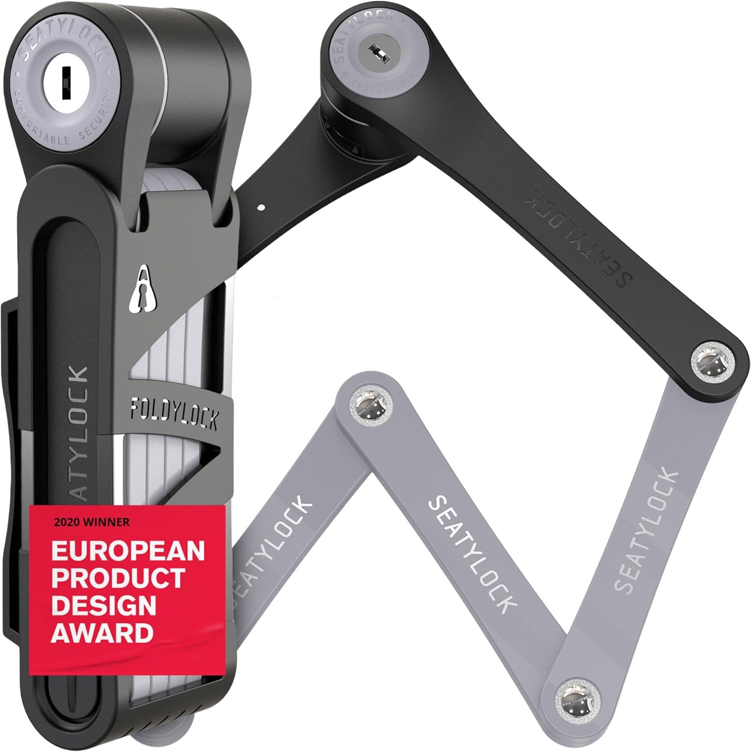 Seatylock FoldyLock Compact Folding Bike Lock - Award Winning Patented Lightweight High Security Bicycle Lock - Heavy Duty Anti Theft Smart Secure Guard with Keys & Case for Bikes or Scooters