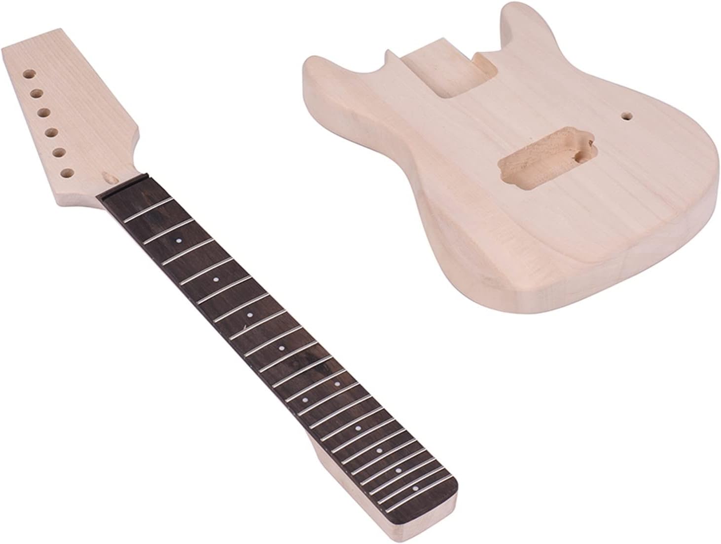 Unfinished DIY Electric Guitar Kit Basswood Body Maple Wood Neck Rosewood Fingerboard DIY Guitar Kit