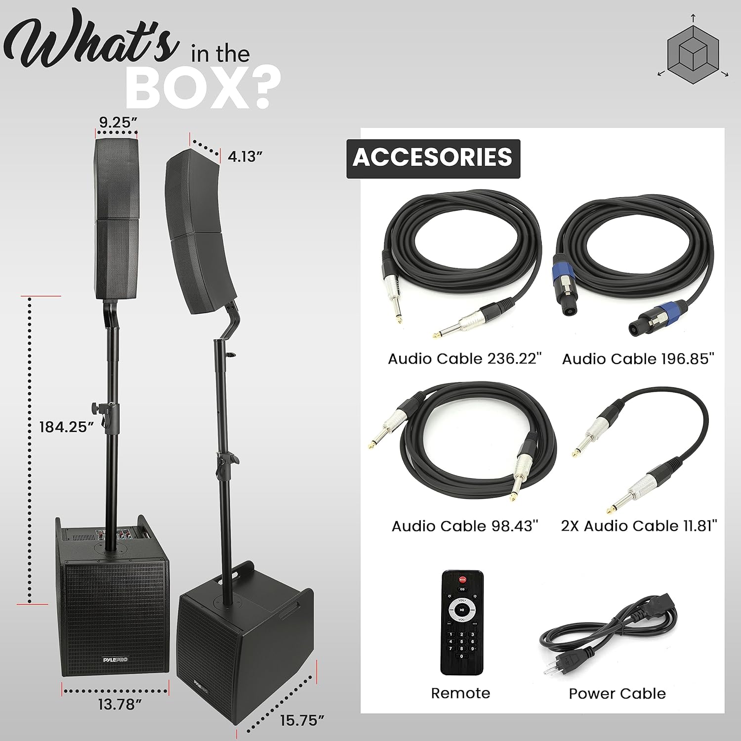 Pyle Line Array Column Speaker - Professional and Compact Sound System with 12 inch Speaker Subwoofer, Streaming, Built-in Digital Audio Amplifier with 5 Band Graphic Equalizer