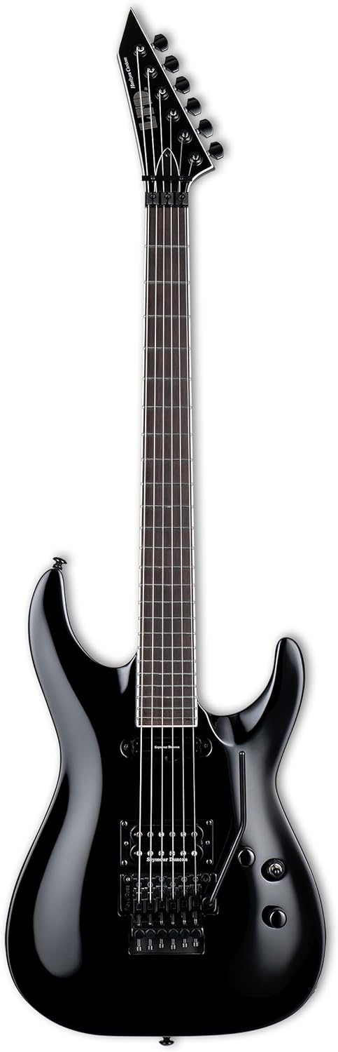 ESP 6 String LTD Horizon Custom 87 Electric Guitar, Black, Right, (LHORIZONCTM87BLK)