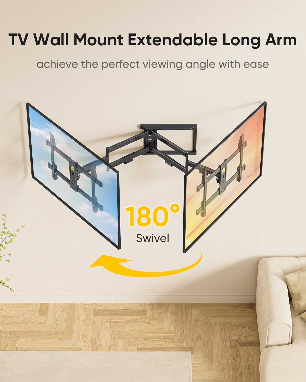 FORGING MOUNT Long Arm TV Mount for Most 37-75 Inch TVs, 30 Inch Long Extension Arm Corner TV Wall Mount, Full Motion Wall Mount Swivel, Tilt, Articulating VESA 600X400mm,Holds up to 100lbs