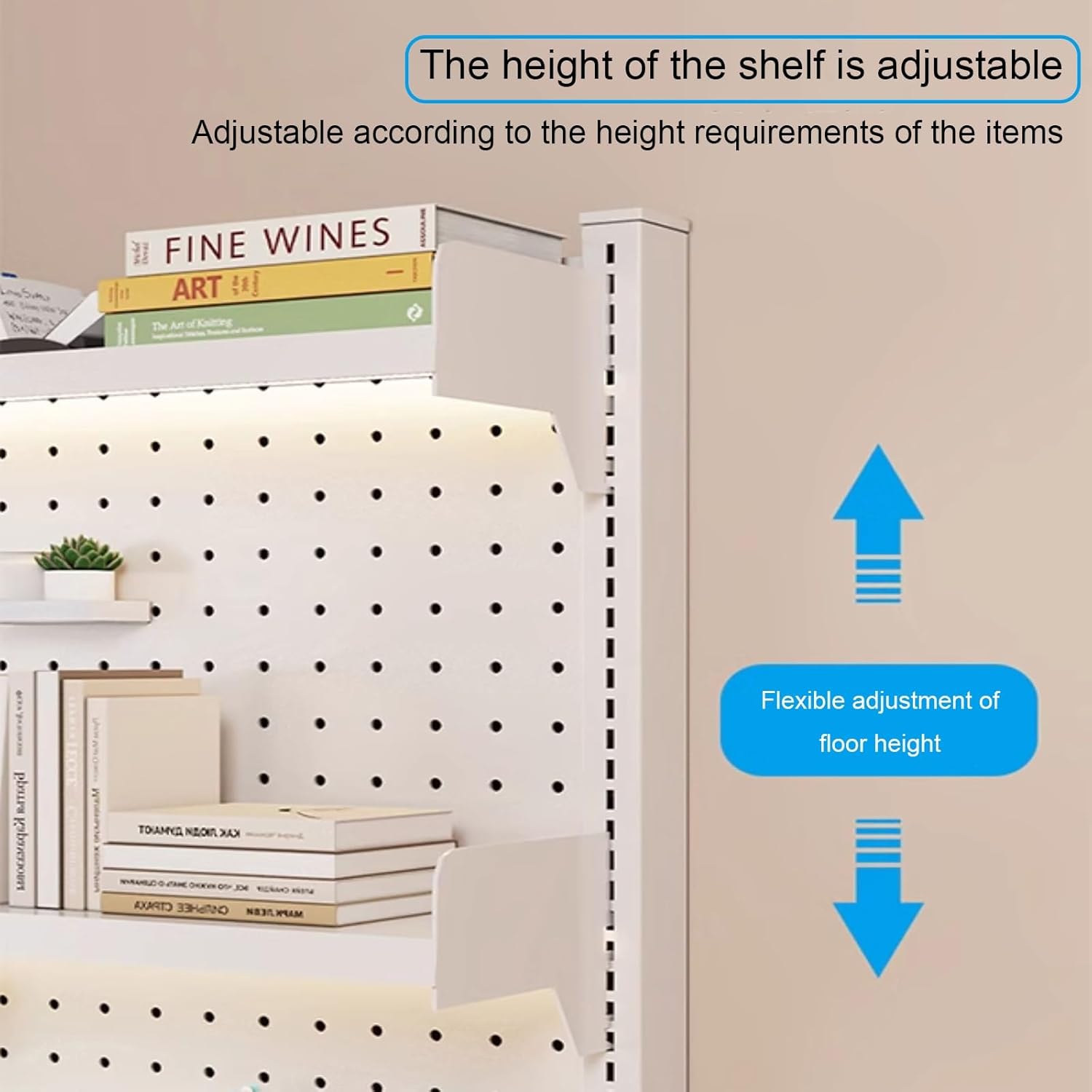 Wall-Mounted Bookshelves, Hanging Display Storage Panel, 2 Tier Desk Organizer Shelf, Height Adjustable, Save Space, for Office, Dormitory, Gaming Desk(White,80cm/31.5in)