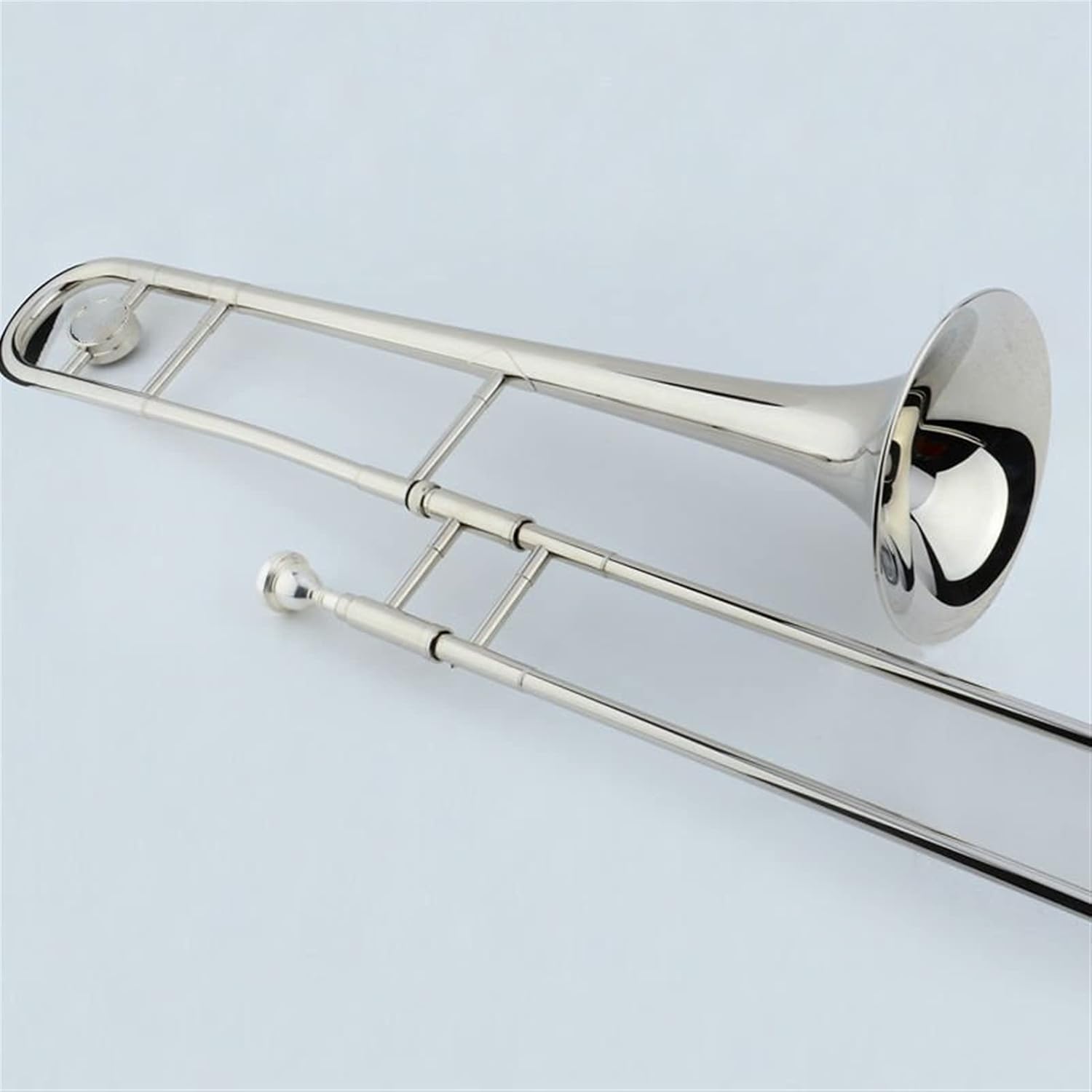 Student Trombone Alto Trombone B Flat Gold Lacquer Brass Trombone Wind Instruments with Mouthpiece Trombone Kit (Color : Nickel Plated)