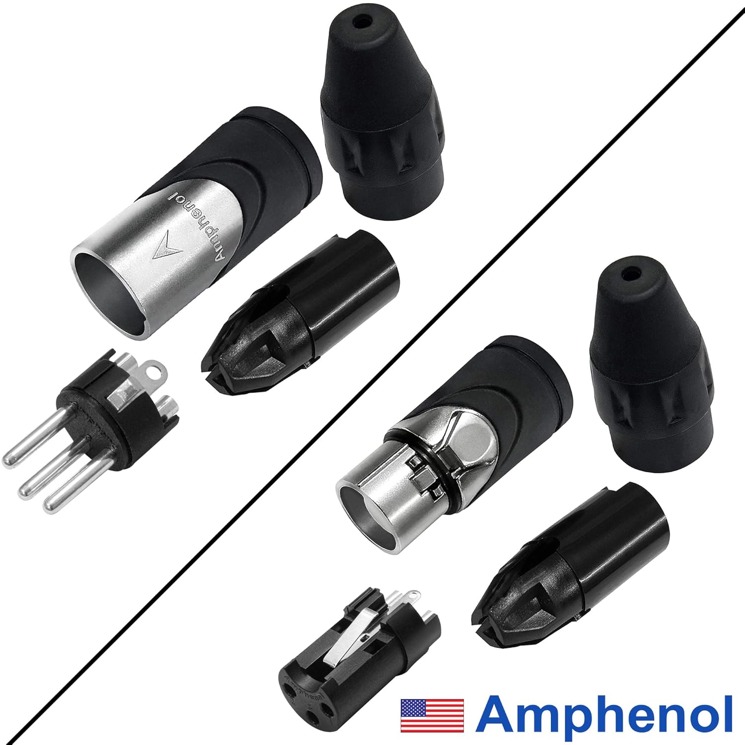 2 Units - 75 Foot - WBC-PRO-Quad Ultra-Silent Ultra-Flexible Balanced Star-Quad Cable with Amphenol Male & Female XLR Plugs & Black Tweed Jacket