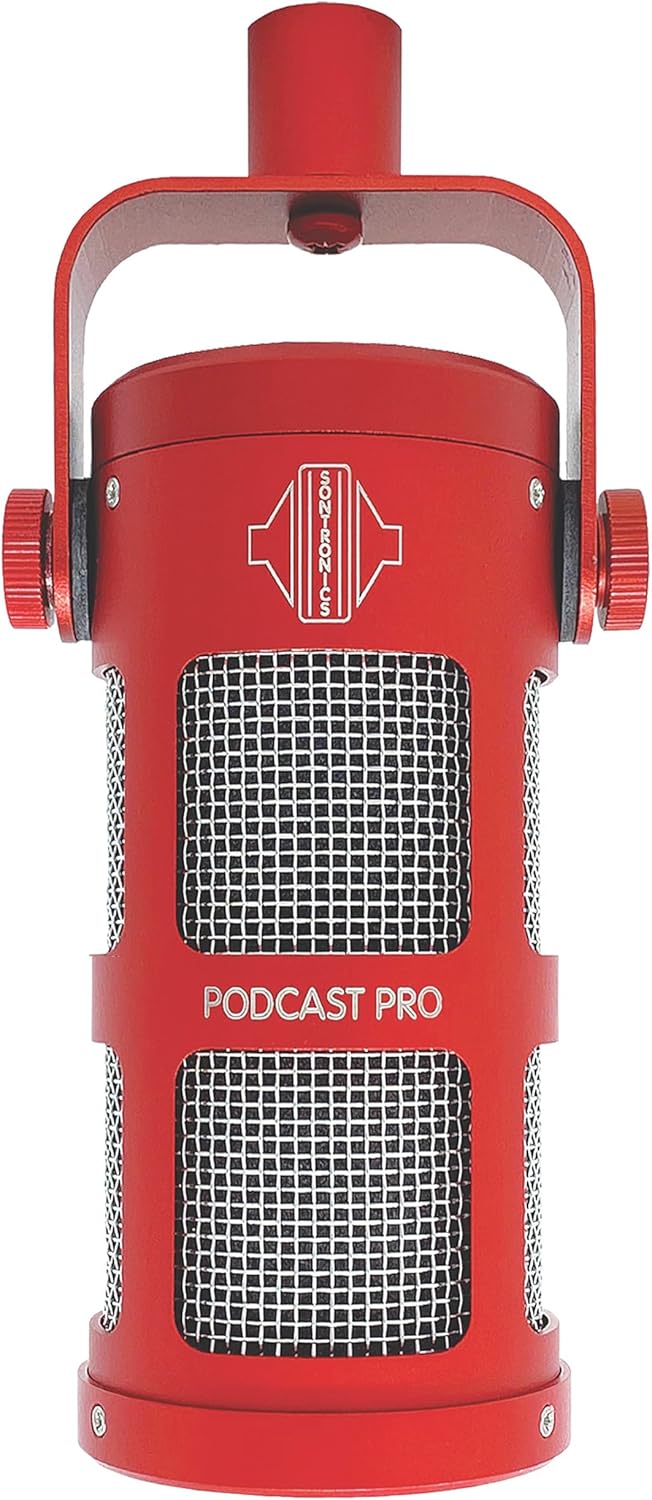 Sontronics Podcast Professional Dynamic Mic for Podcast, Broadcast, Streaming, Gaming & VC - XLR Connection, No Phantom Power Required - Lifetime Microphone Warranty - Designed & Built in UK (Red)